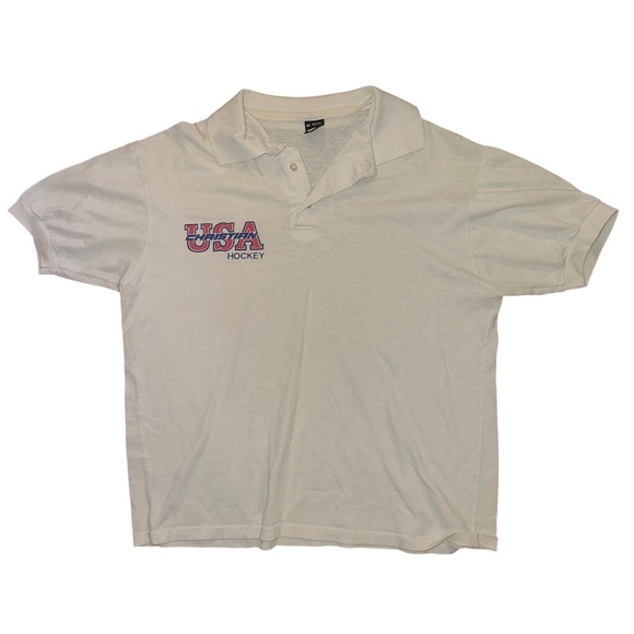 Screen Stars Other - Vintage Screen Stars USA Hockey Polo Shirt Mens Medium Christian Hockey 80s